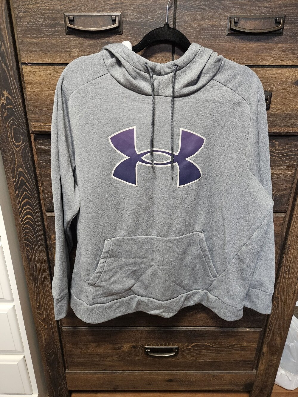 Under Armour Women's Gray Pullover Hoodie with Purple Logo